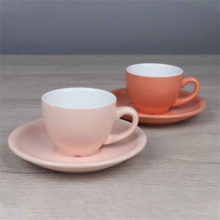 color glazed coffee cup saucer set 7